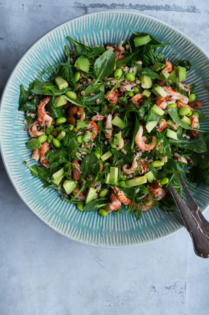speltsalat med krebsehaler