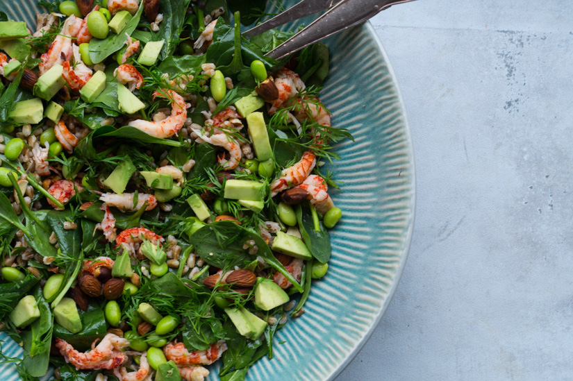 speltsalat med krebsehaler