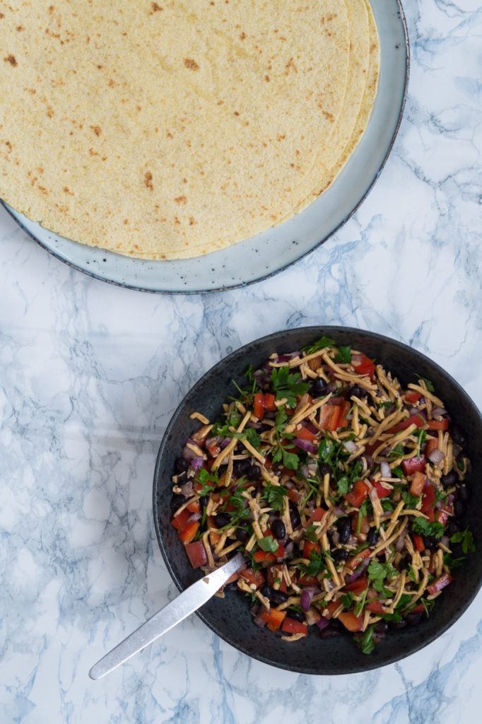 quasadillas med bønnefyld