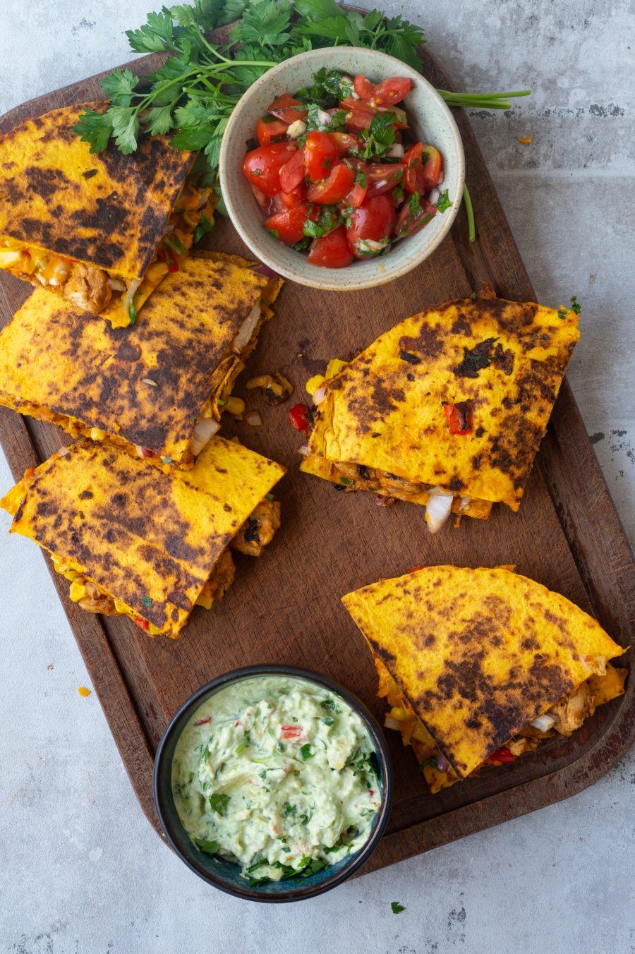 Quesadillas med kylling mexicanske pandekager med fyld