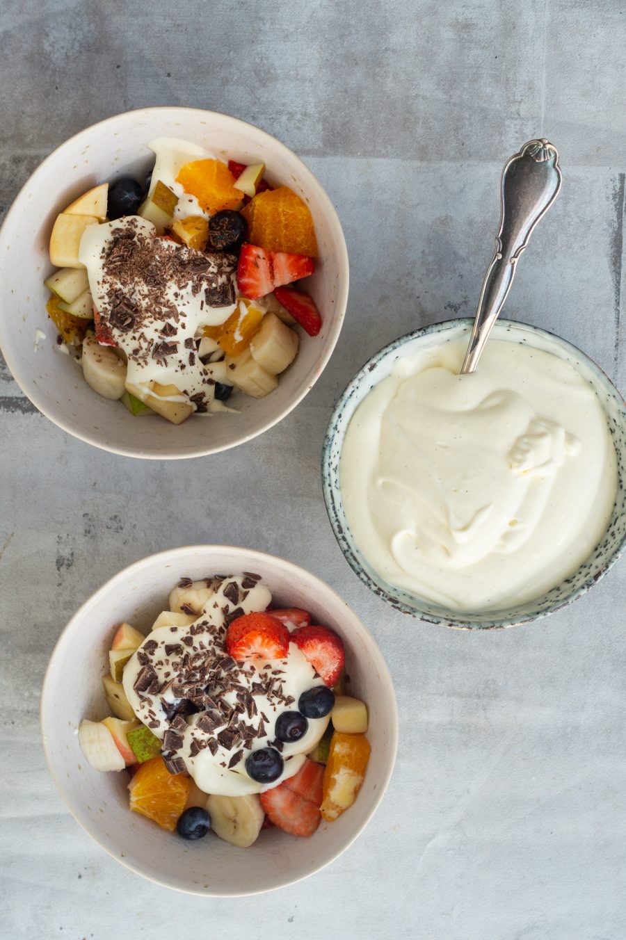 Frugtsalat Med Råcreme - Abemad Med Hjemmelavet Råcreme