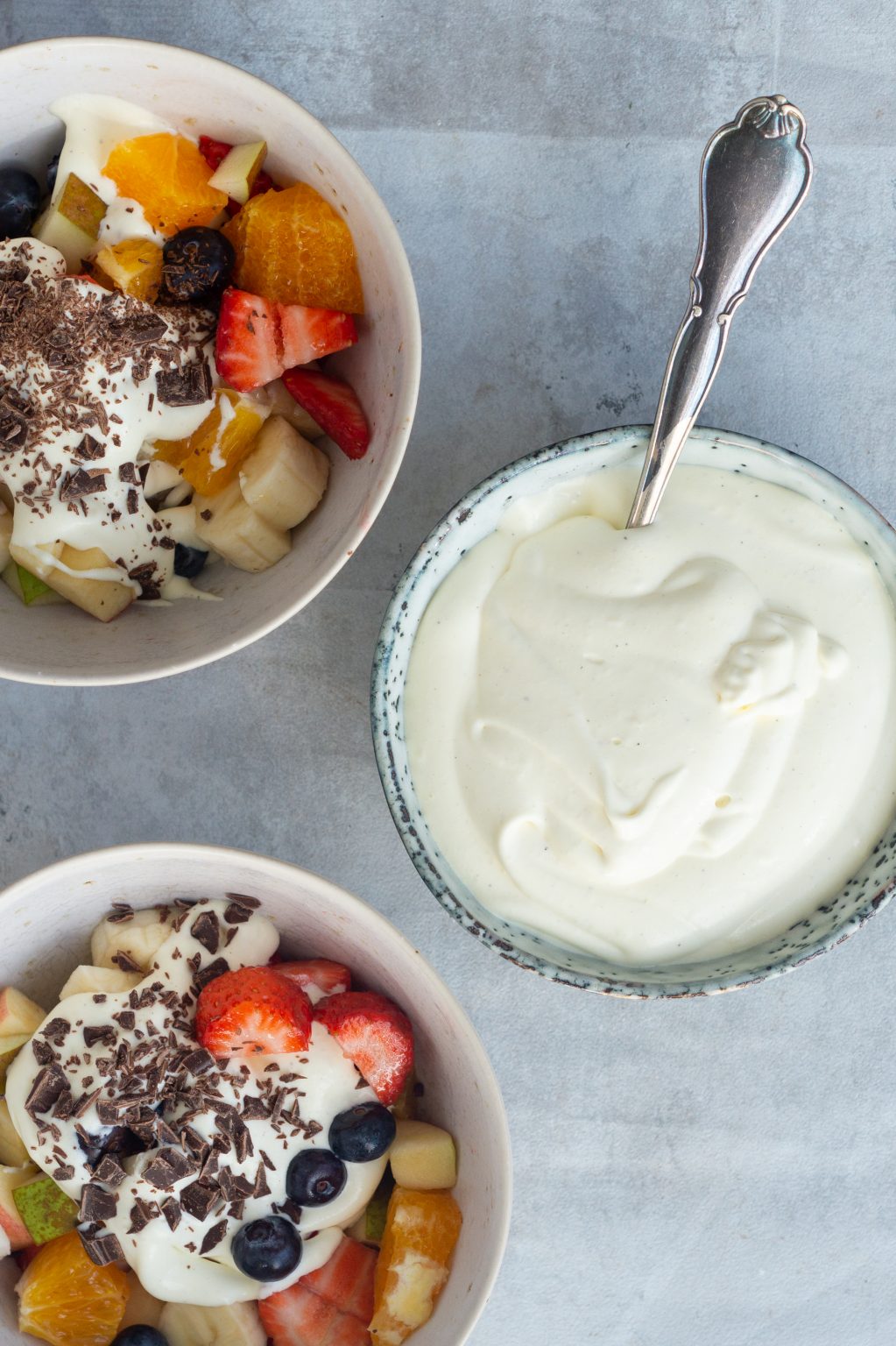 Frugtsalat Med Råcreme - Abemad Med Hjemmelavet Råcreme