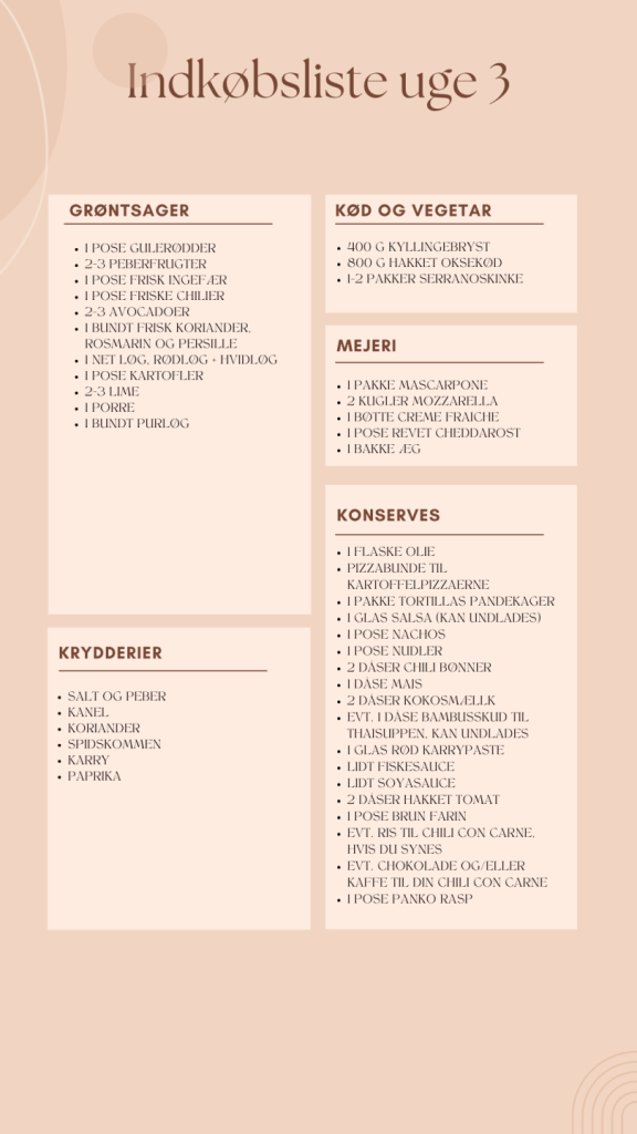 madplan uge 3 Madplan uge 3