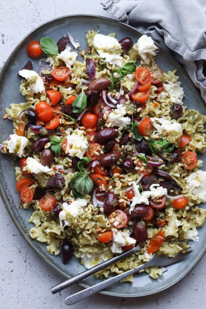 Pasta pesto med chorizo
