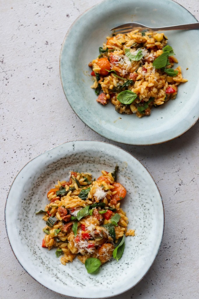 Orzo med chorizo