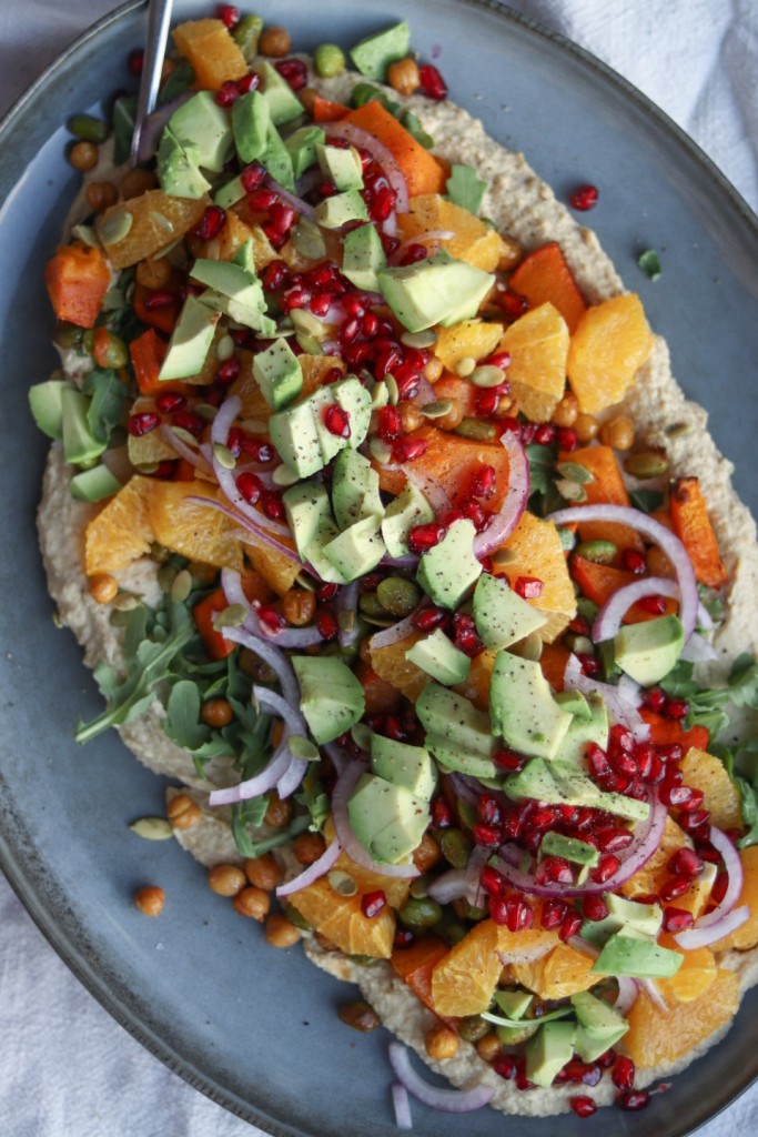 Hummus salat med græskar